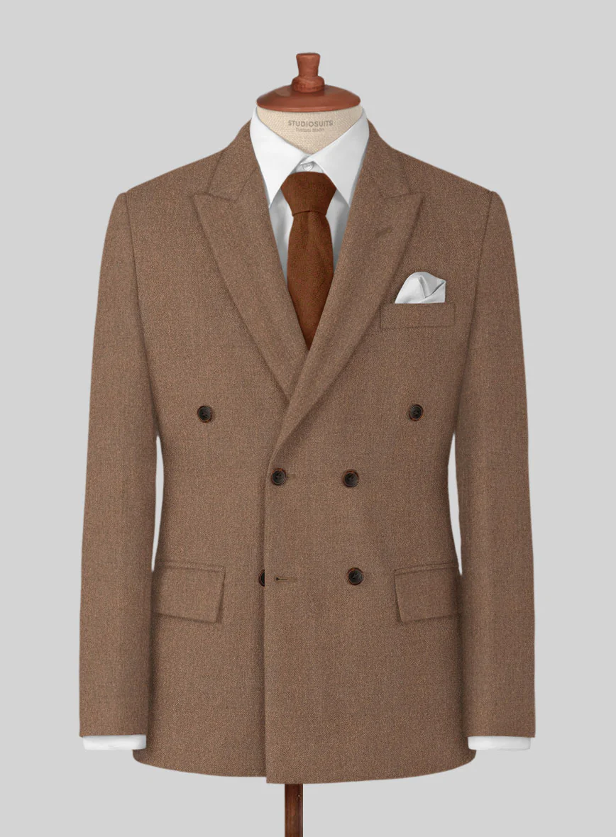 Naples Dolce Brown Tweed Double Breasted Suit - Image 2