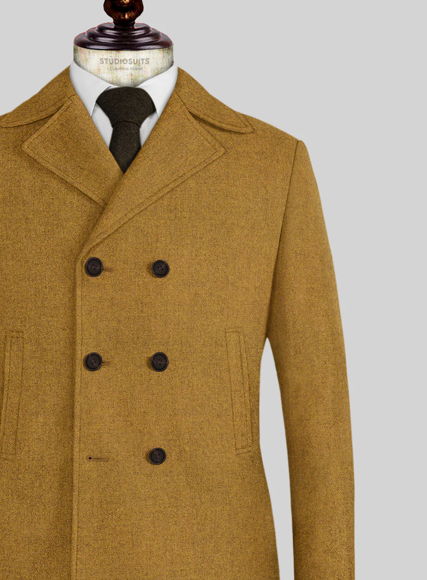 Naples English Mustard Tweed Pea Coat - Image 2