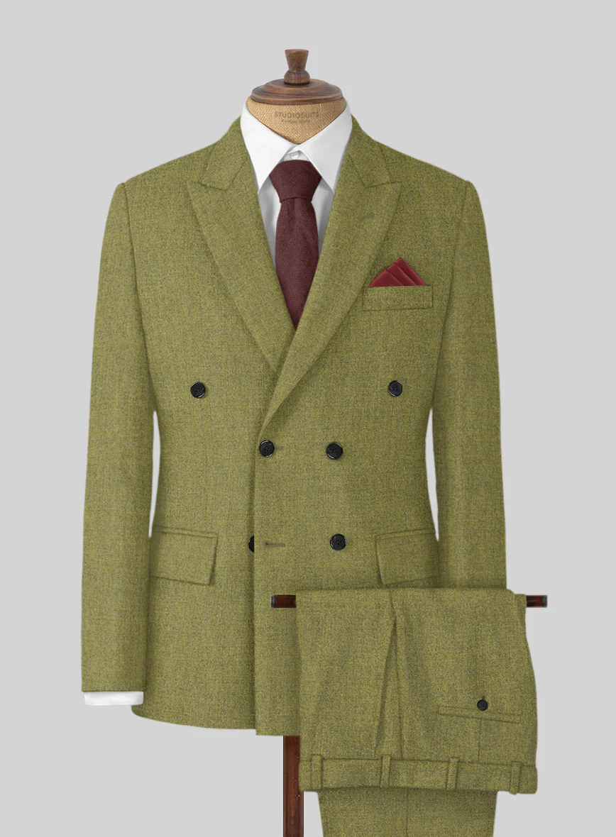 Naples Festa Green Tweed Double Breasted Suit
