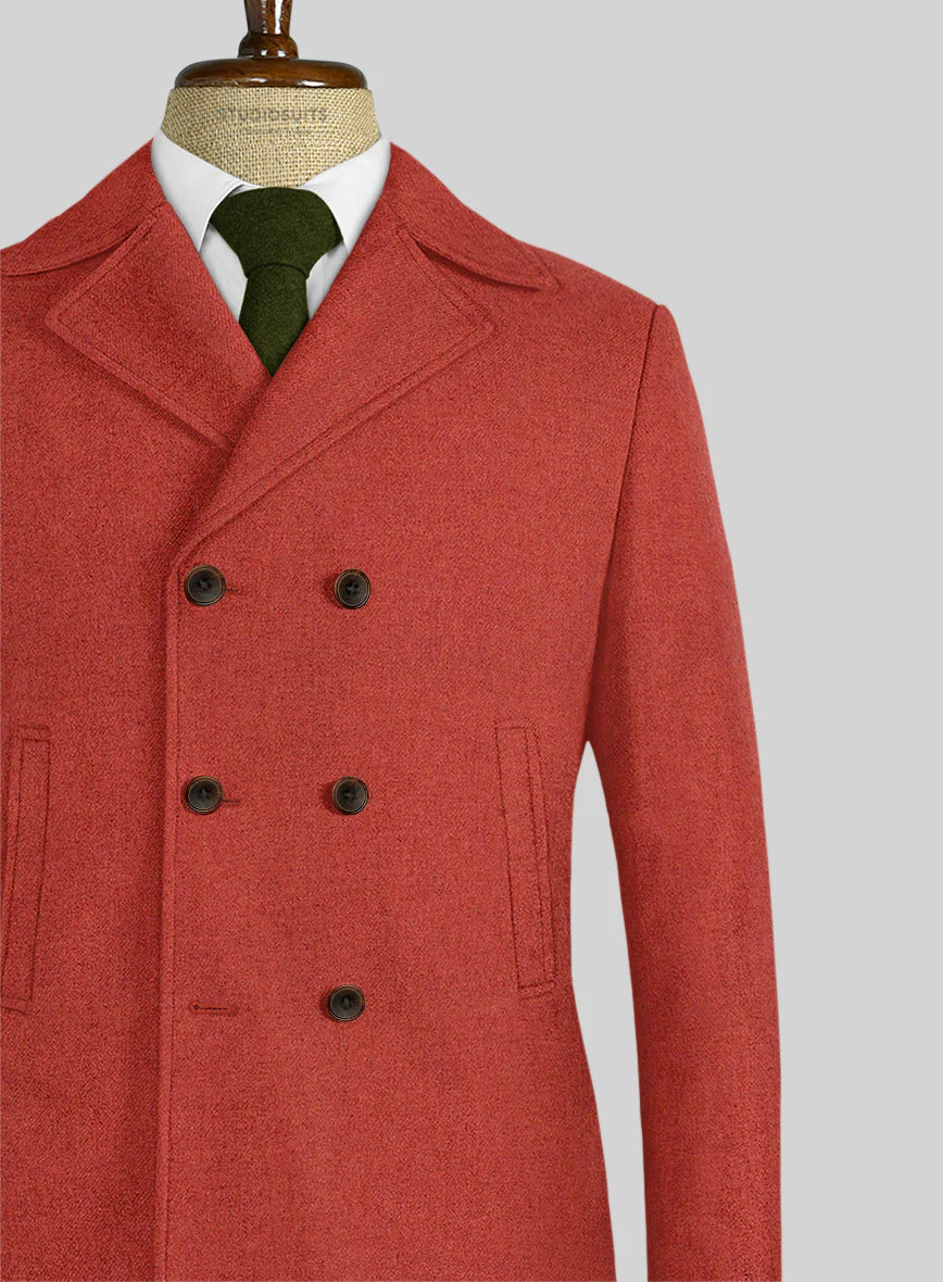 Naples Fiery Orange Tweed Pea Coat - Image 2