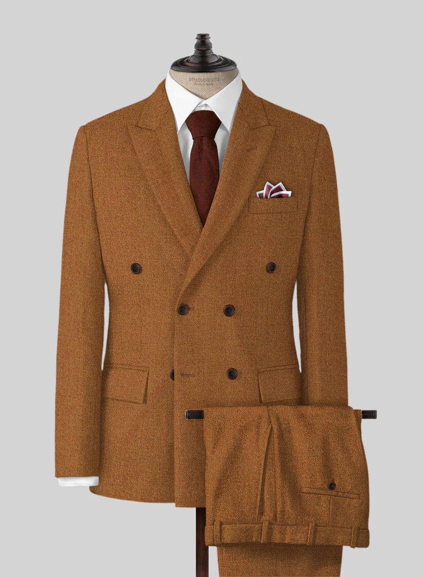 Naples Gold Castle Tweed Double Breasted Suit