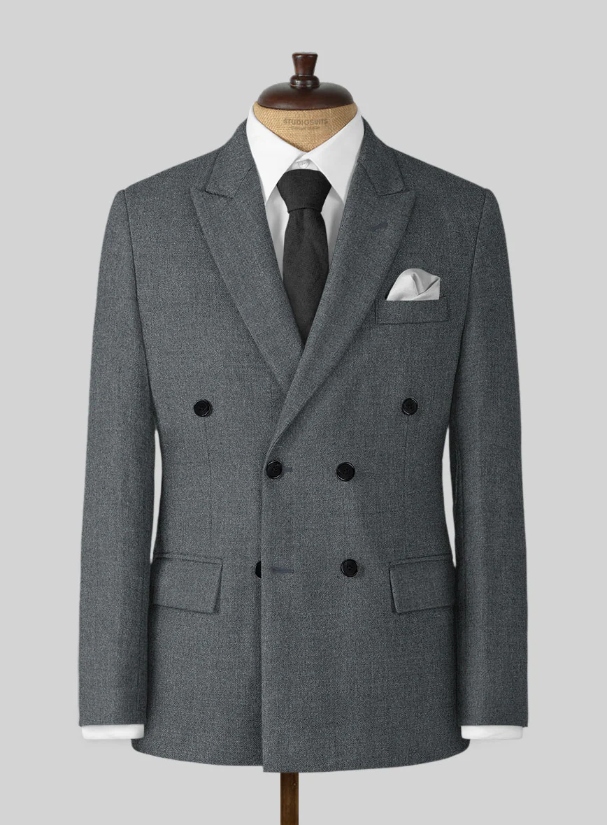 Naples Gray Tweed Double Breasted Jacket