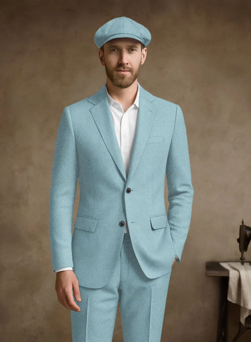 Naples Light Blue Tweed Suit - Image 3