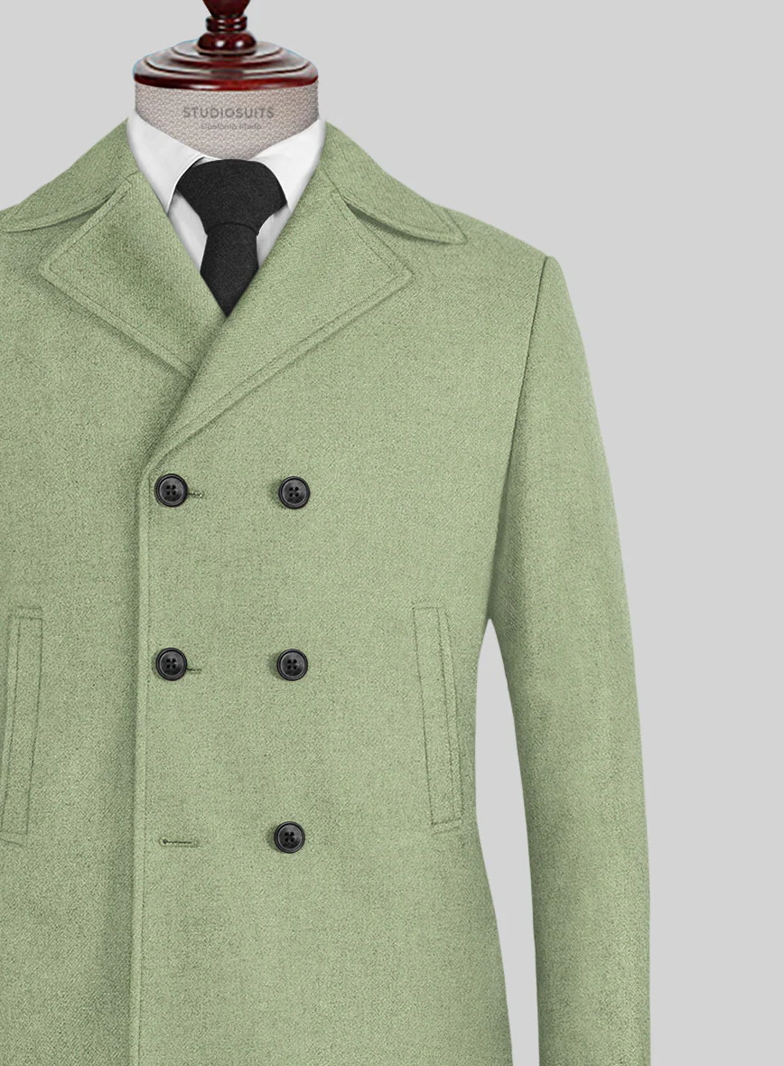 Naples Light Green Tweed Pea Coat - Image 2