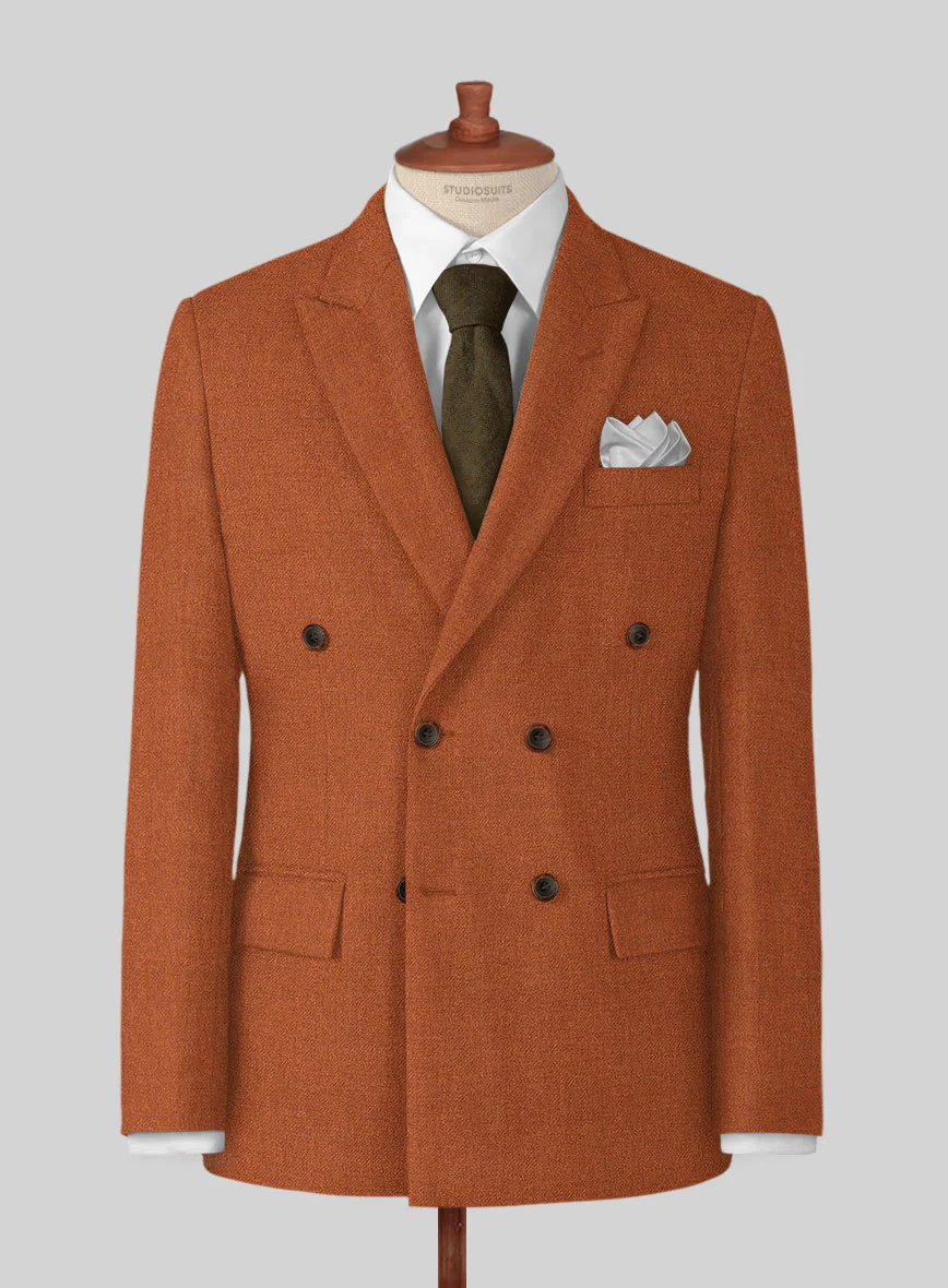 Naples Maitai Orange Tweed Double Breasted Jacket