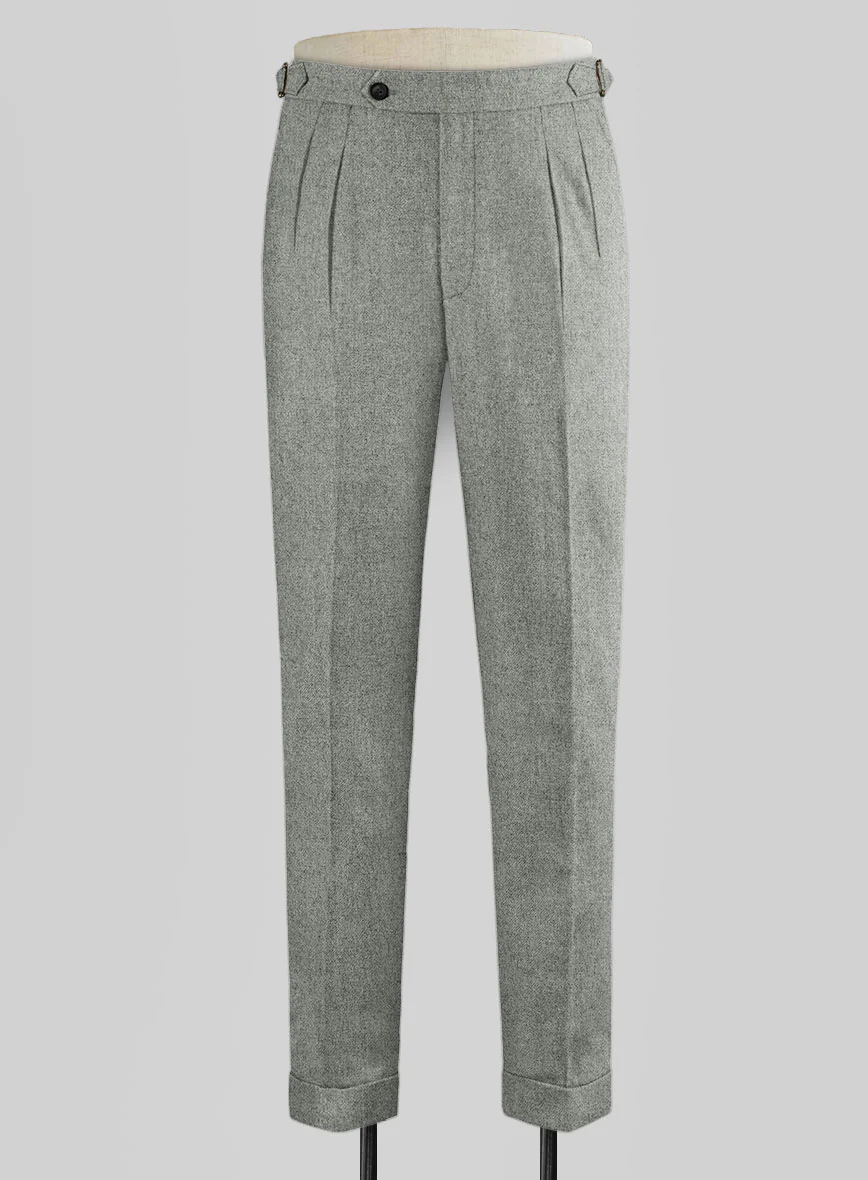 Naples Milano Sage Green Tweed Highland Trousers