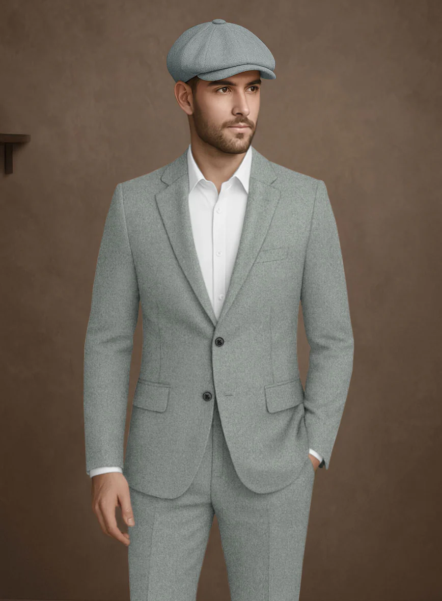 Naples Milano Sage Green Tweed Suit - Image 4