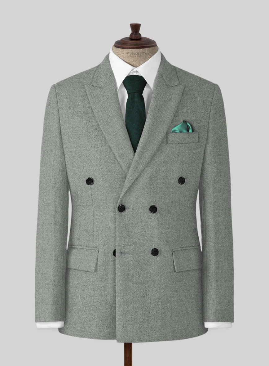 Naples Milano Sage Green Tweed Double Breasted Suit - Image 2