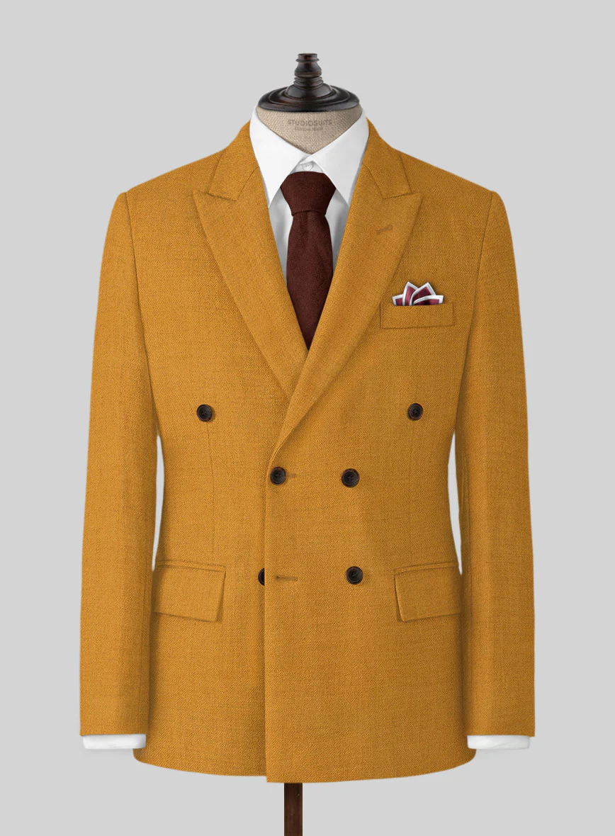 Naples Mimosa Yellow Tweed Double Breasted Jacket