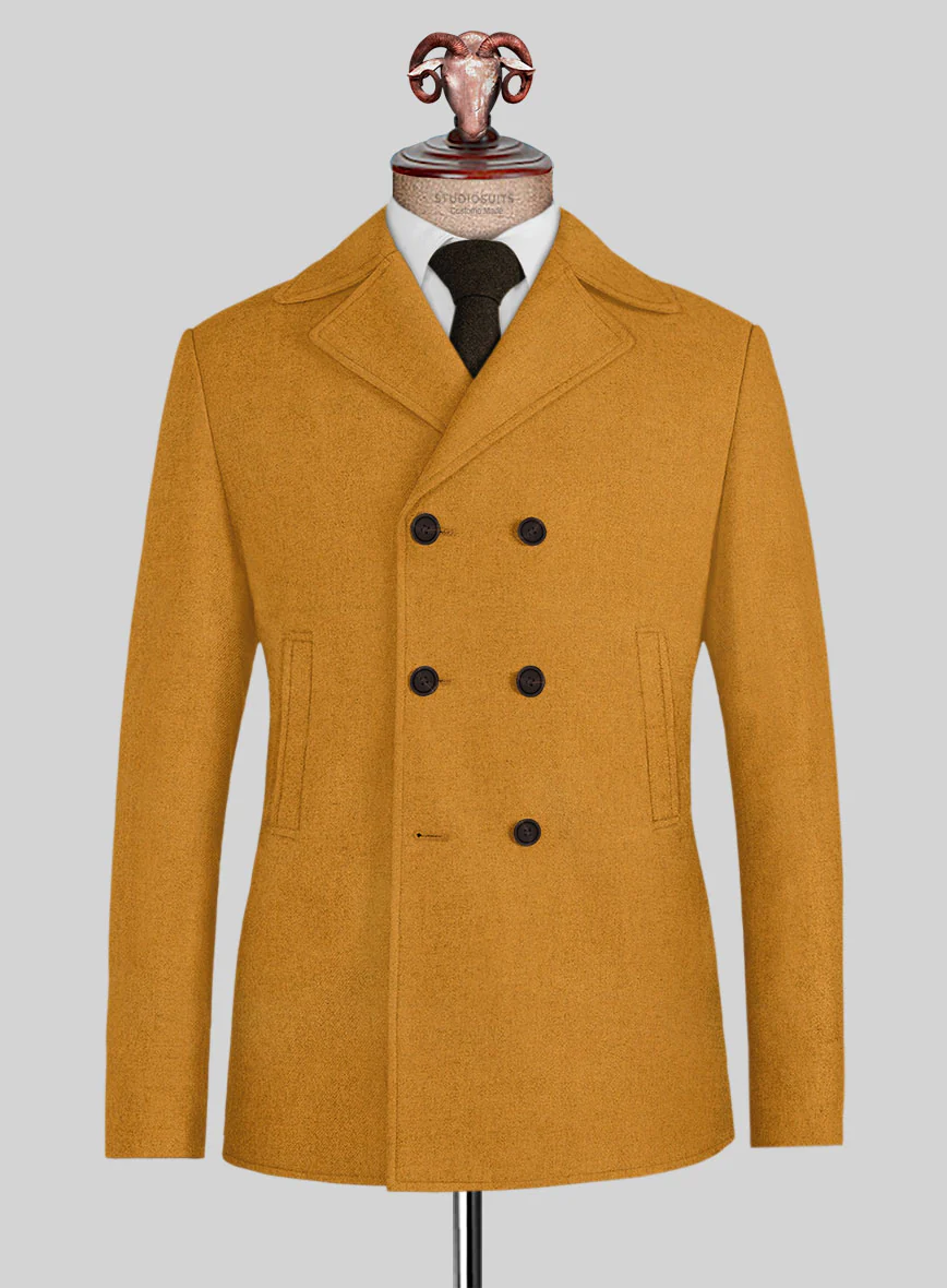 Naples Mimosa Yellow Tweed Pea Coat