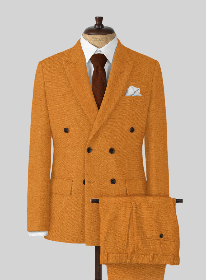 Naples Mustard Tweed Double Breasted Suit