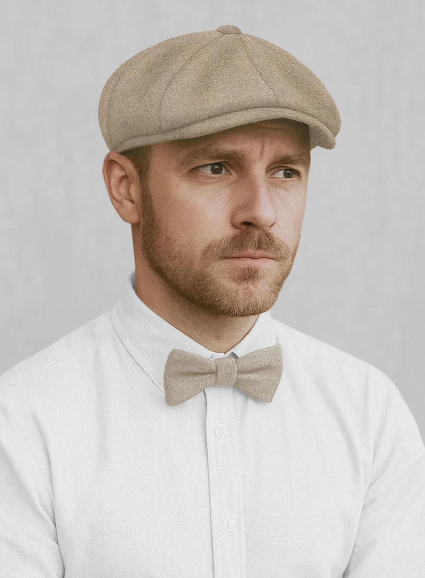Naples Muted Beige Tweed Newsboy Cap - Image 2