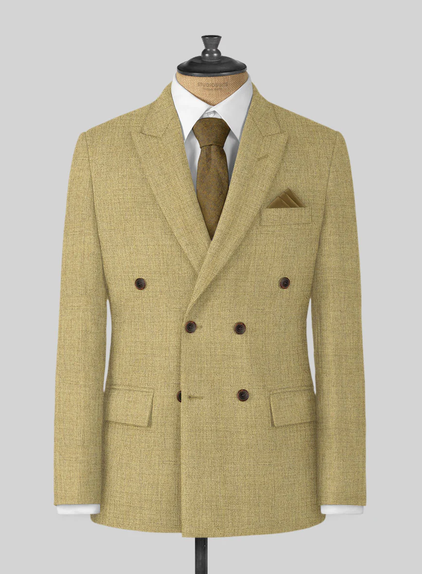 Naples Ochre Yellow Tweed Double Breasted Suit - Image 2