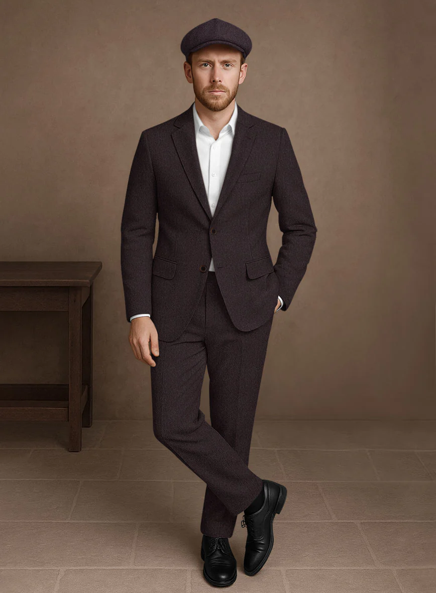 Naples Opera Wine Tweed Suit