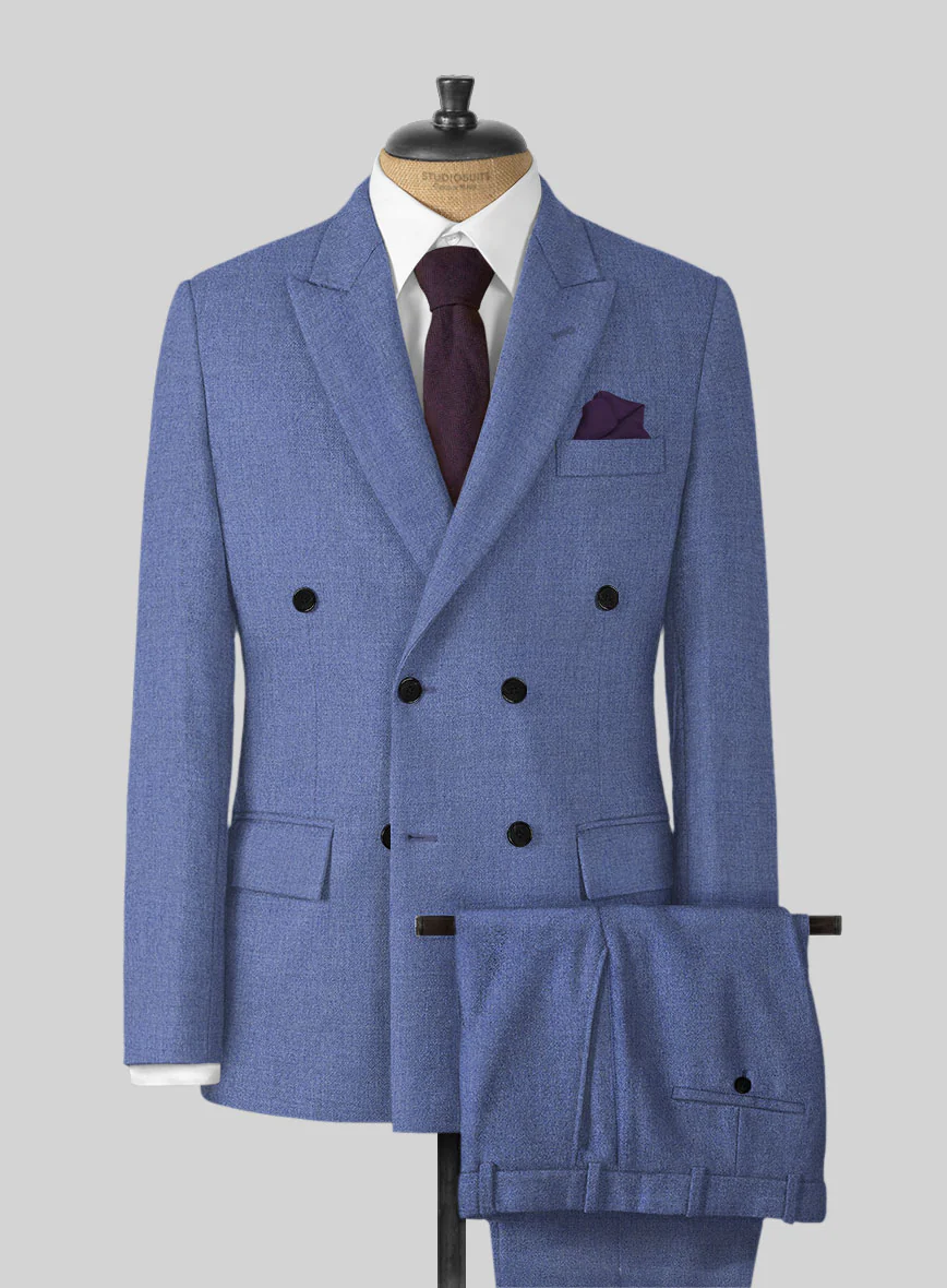 Naples Paris Blue Tweed Double Breasted Suit