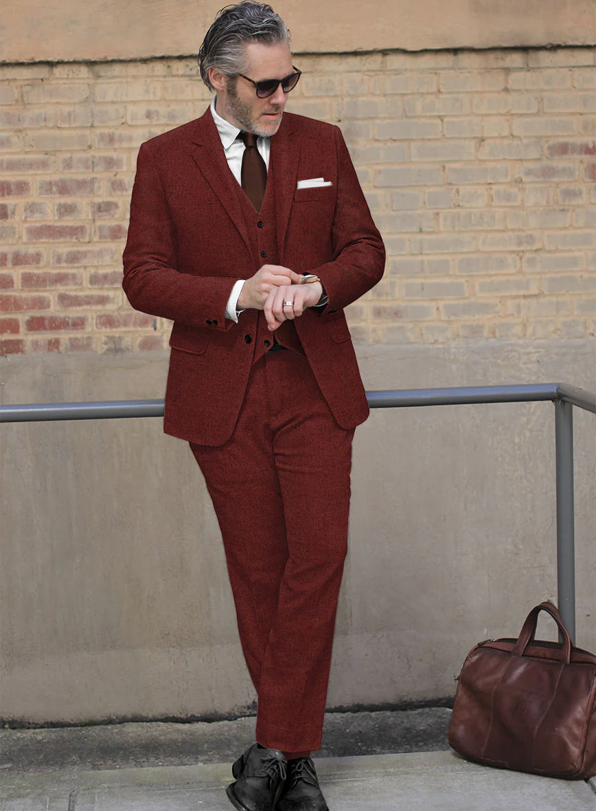 Naples Raw Red Tweed Suit - Image 2