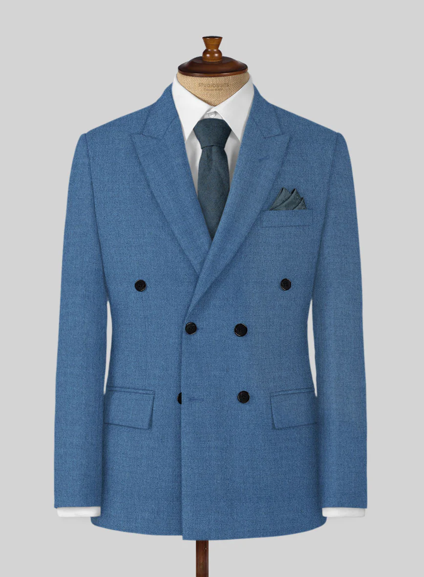 Naples Saga Blue Tweed Double Breasted Suit - Image 2