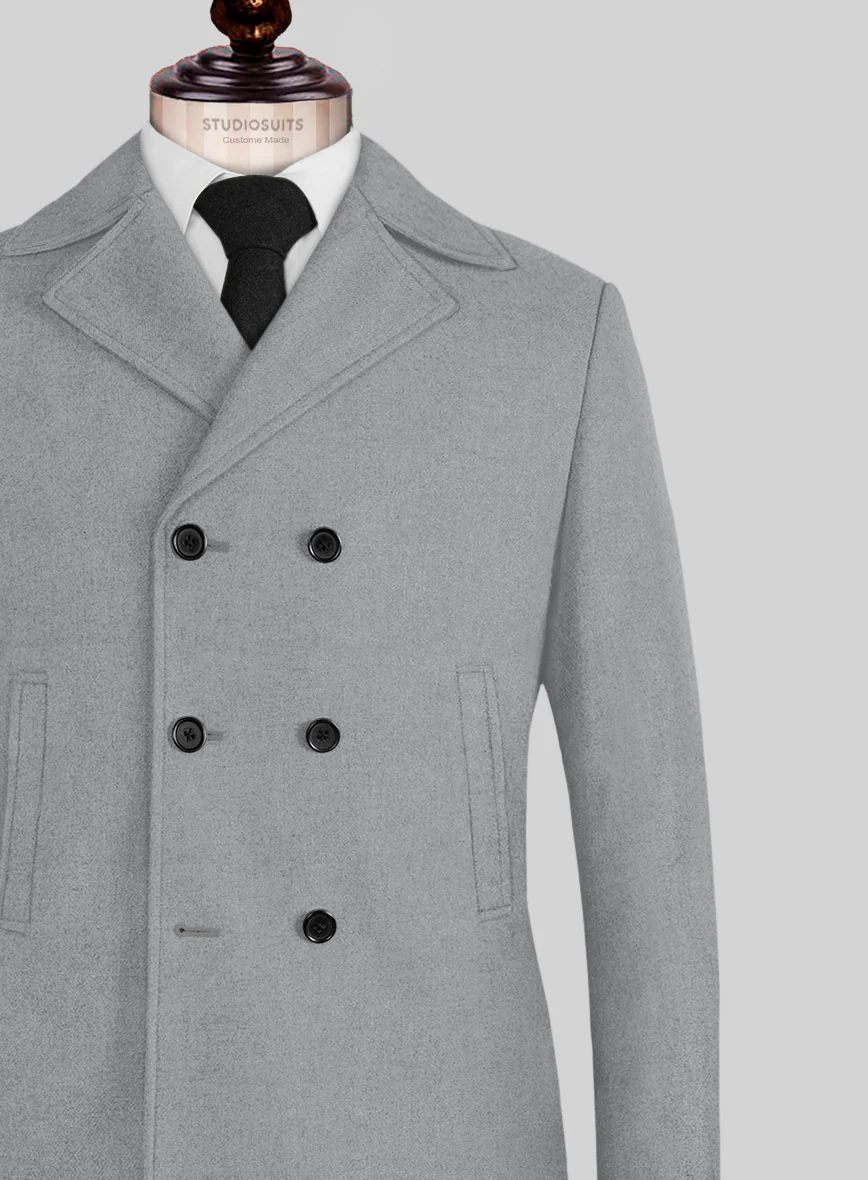 Naples Steel Gray Tweed Pea Coat - Image 2