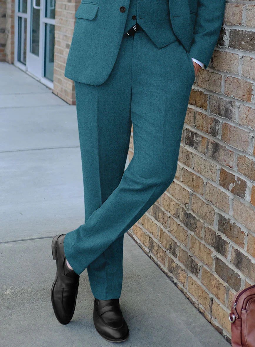 Naples Teal Blue Tweed Pants - Image 2