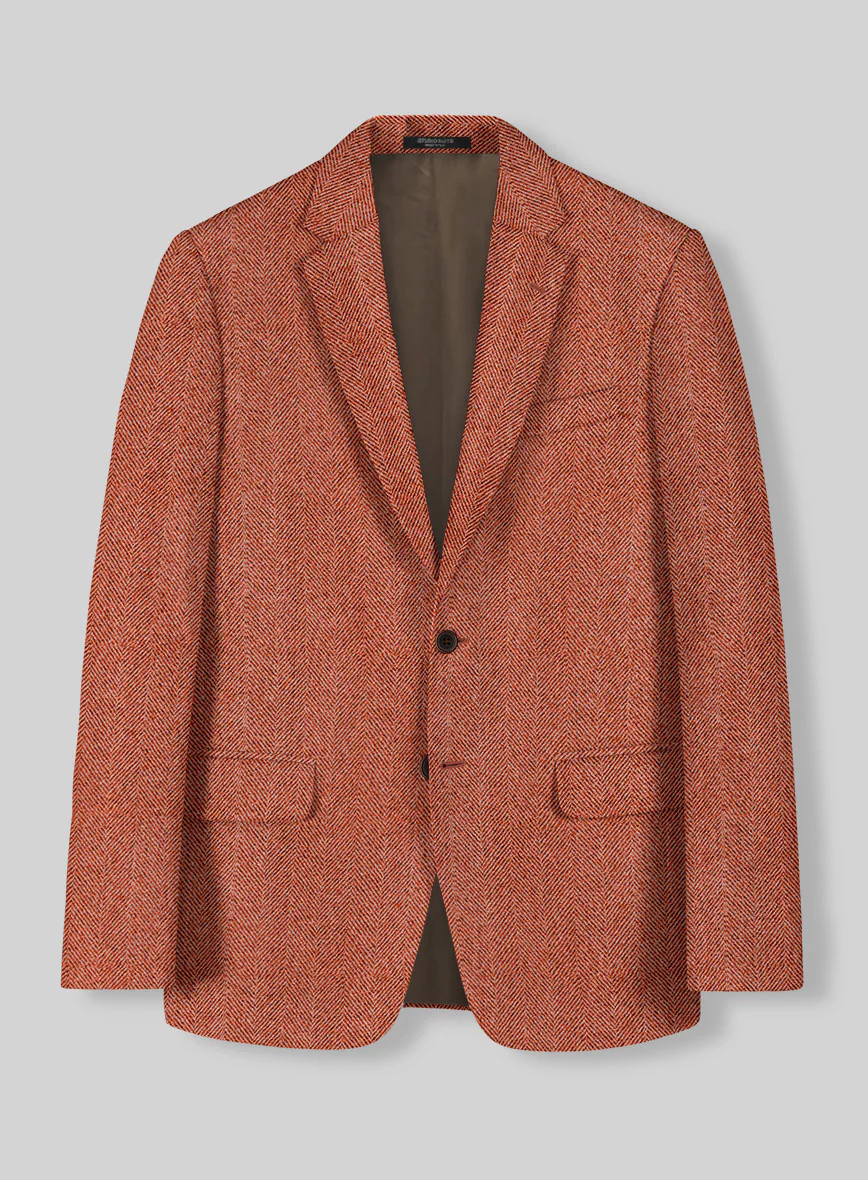 Naples Wide Herringbone Caramine Pink Tweed Suit - Image 2