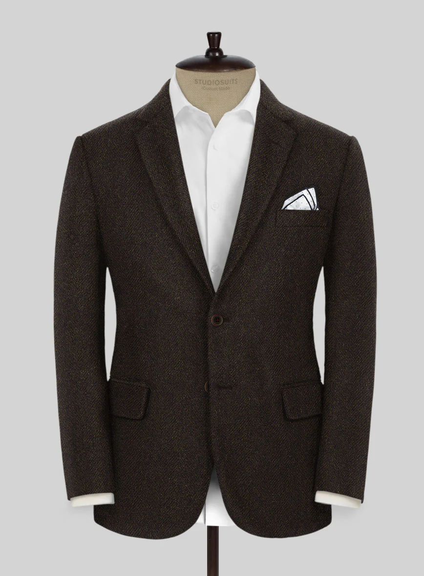 Naples Wide Herringbone Dark Brown Tweed Suit - Image 3