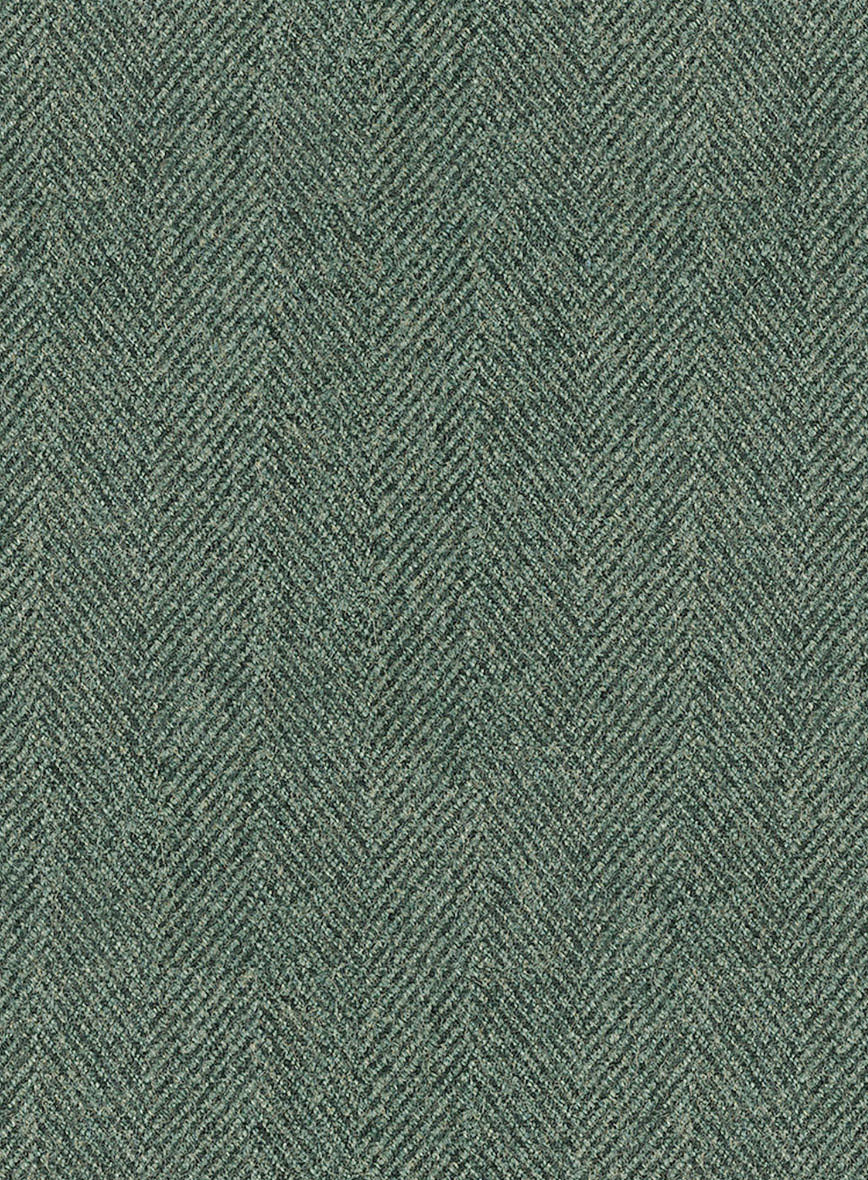 Naples Wide Herringbone Sage Green Tweed Pants - Image 3
