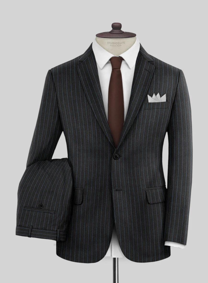 Napolean Abelino Stripe Black Wool Suit - Image 2