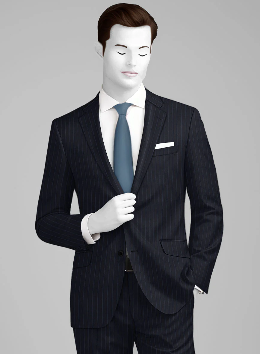 Napolean Abelino Stripe Dark Blue Wool Suit - Image 3