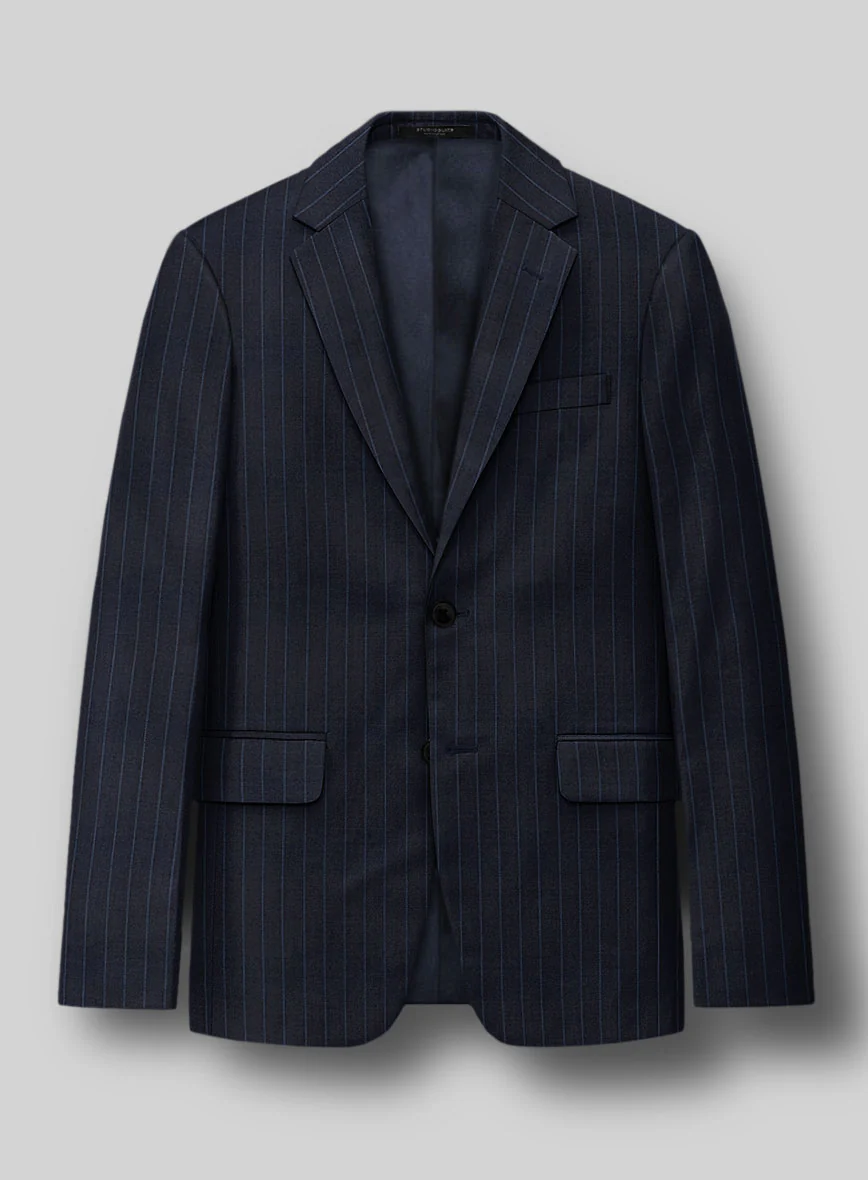 Napolean Abelino Stripe Dark Blue Wool Suit - Image 4