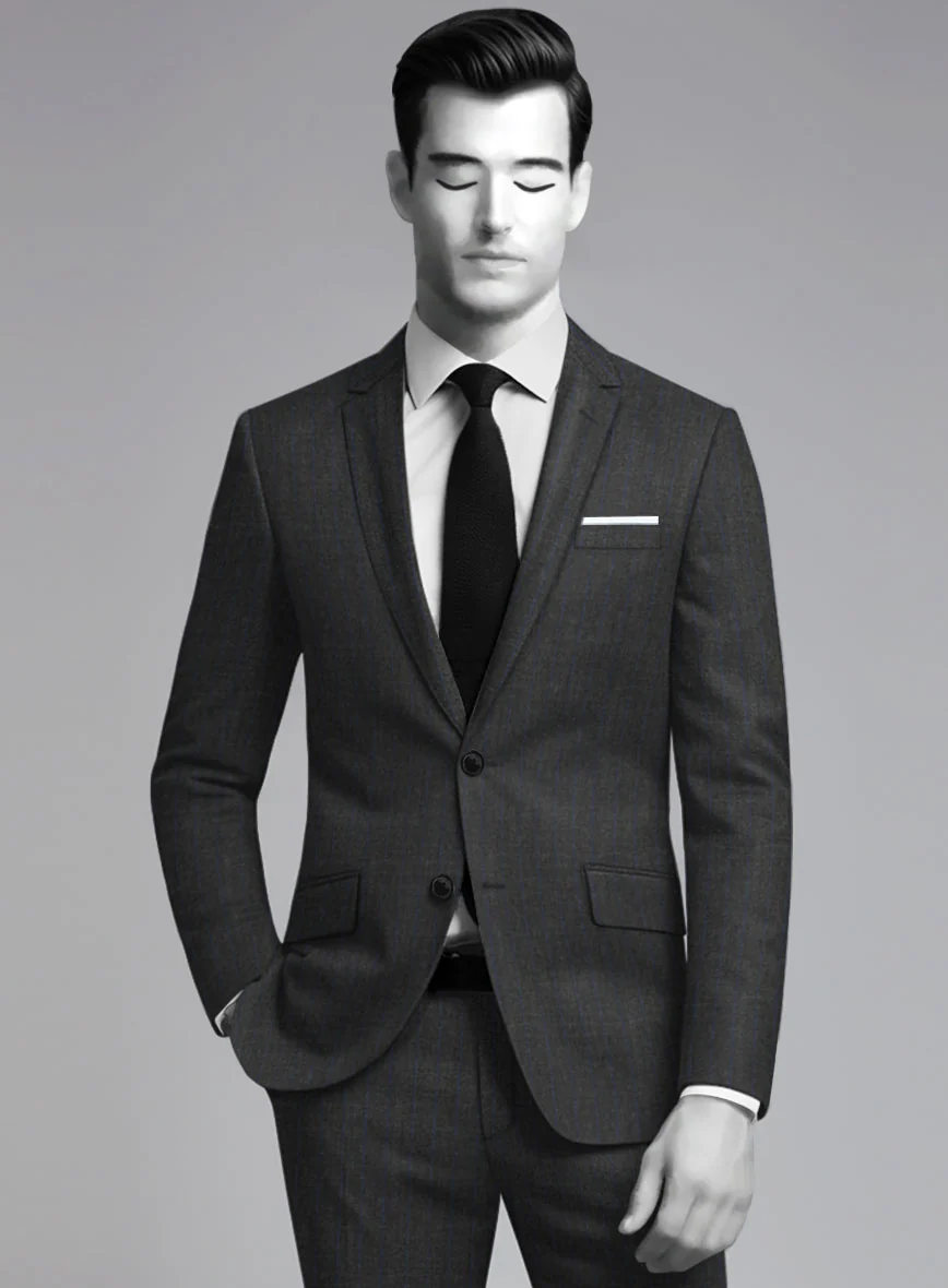 Napolean Abelino Stripe Gray Wool Suit - Image 4
