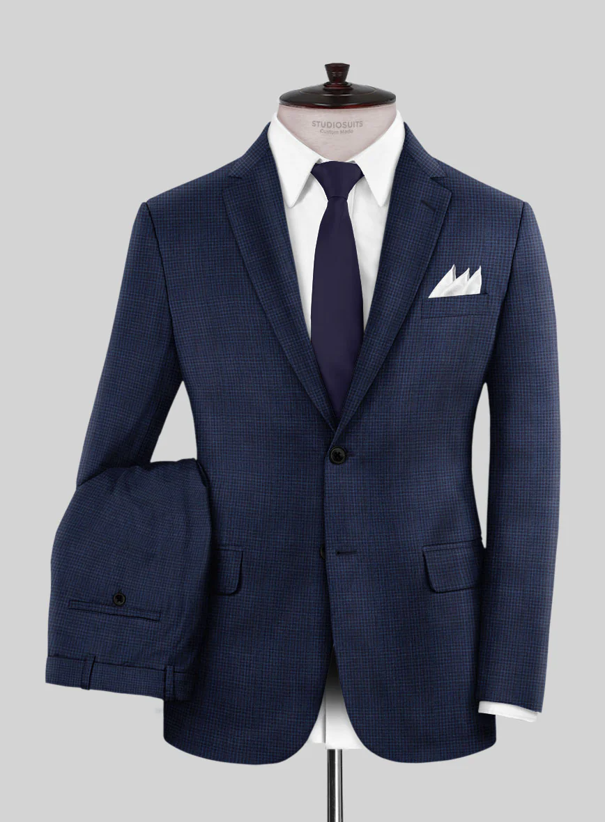 Napolean Alda Gingham Blue Wool Suit - Image 2