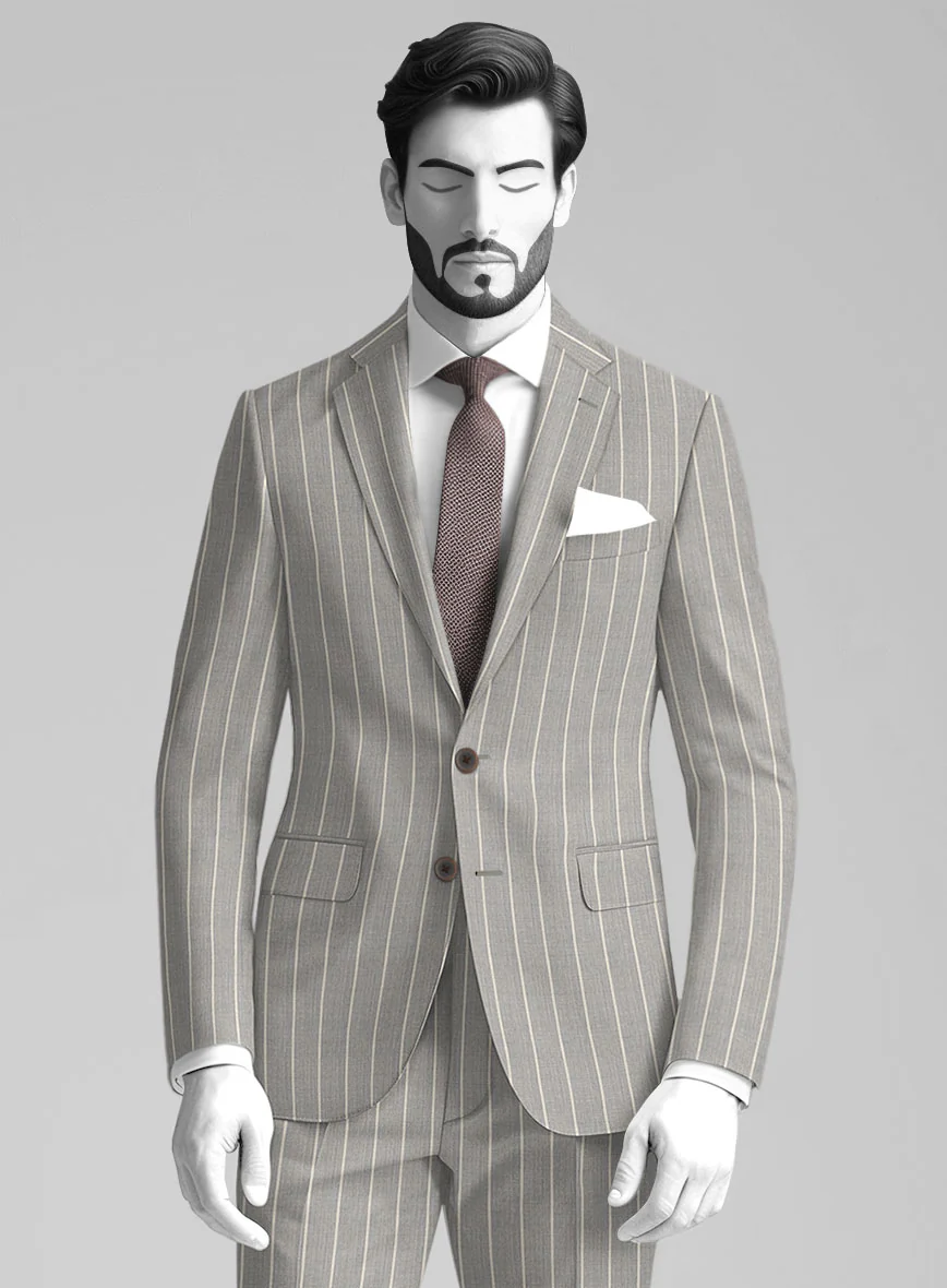 Napolean Alonzo Stripe Gray Wool Suit - Image 2