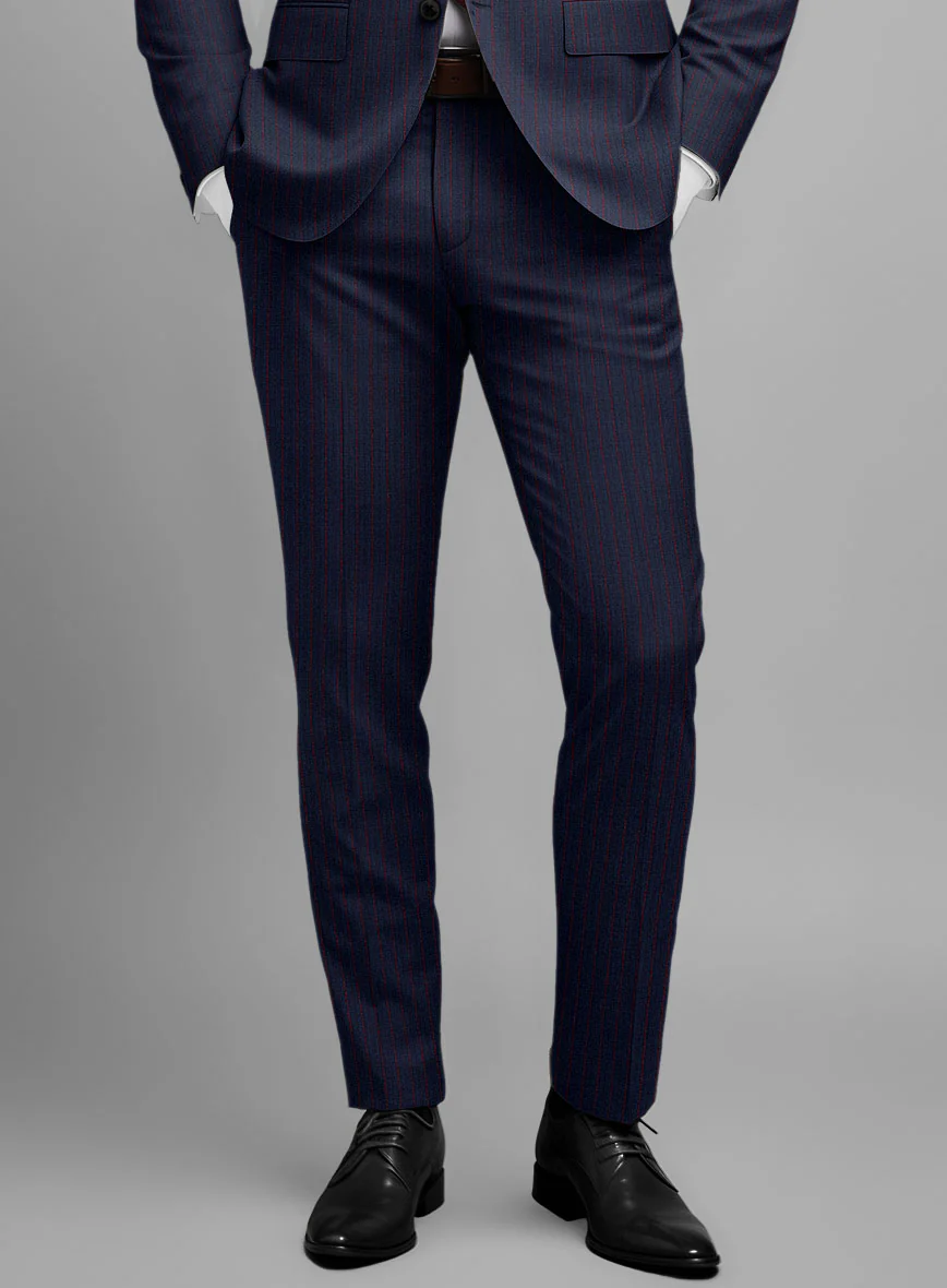 Napolean Argio Stripe Dark Blue Wool Pants - Image 2