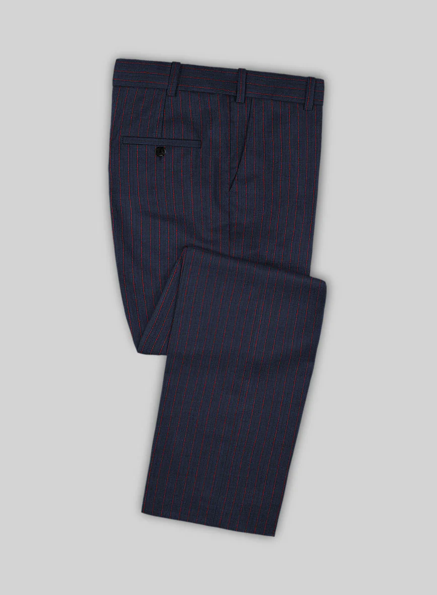 Napolean Argio Stripe Dark Blue Wool Pants - Image 3