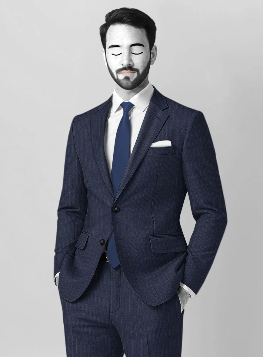 Napolean Argio Stripe Ink Blue Wool Jacket - Image 2