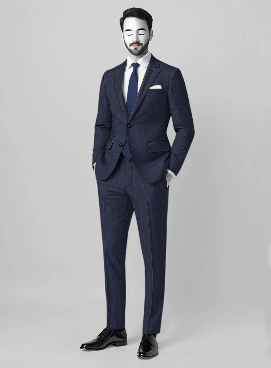 Napolean Argio Stripe Ink Blue Wool Suit
