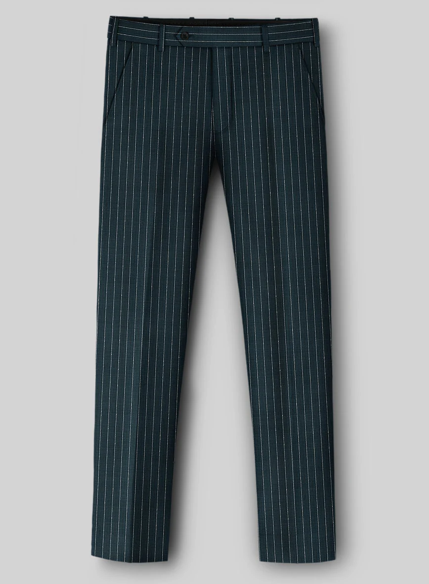 Napolean Argio Stripe Prussian Blue Wool Pants - Image 2