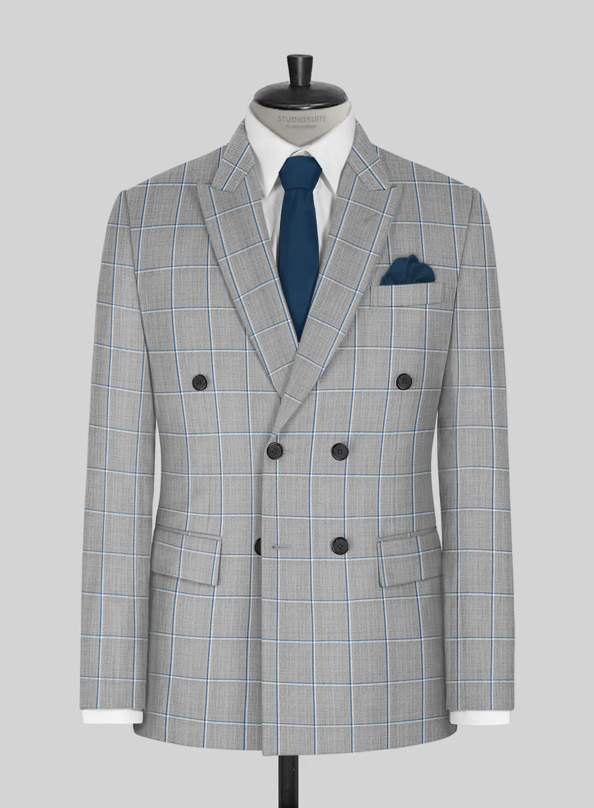 Napolean Aria Light Gray Wool Double Breasted Jacket