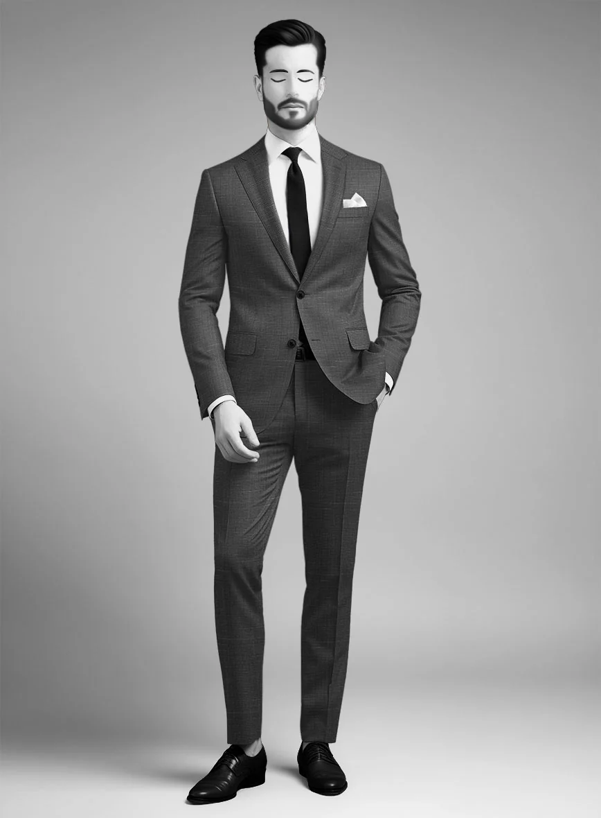 Napolean Ariel Nailhead Charcoal Wool Suit