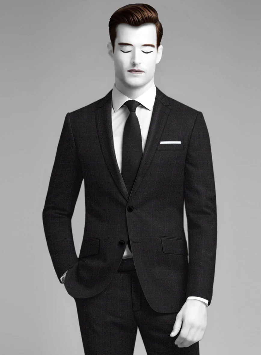 Napolean Artici Windowpane Charcoal Wool Jacket - Image 2