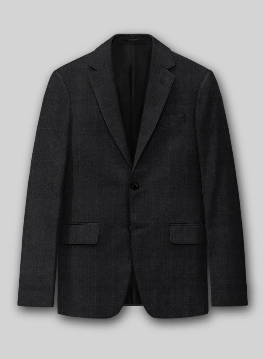 Napolean Artici Windowpane Charcoal Wool Suit - Image 3