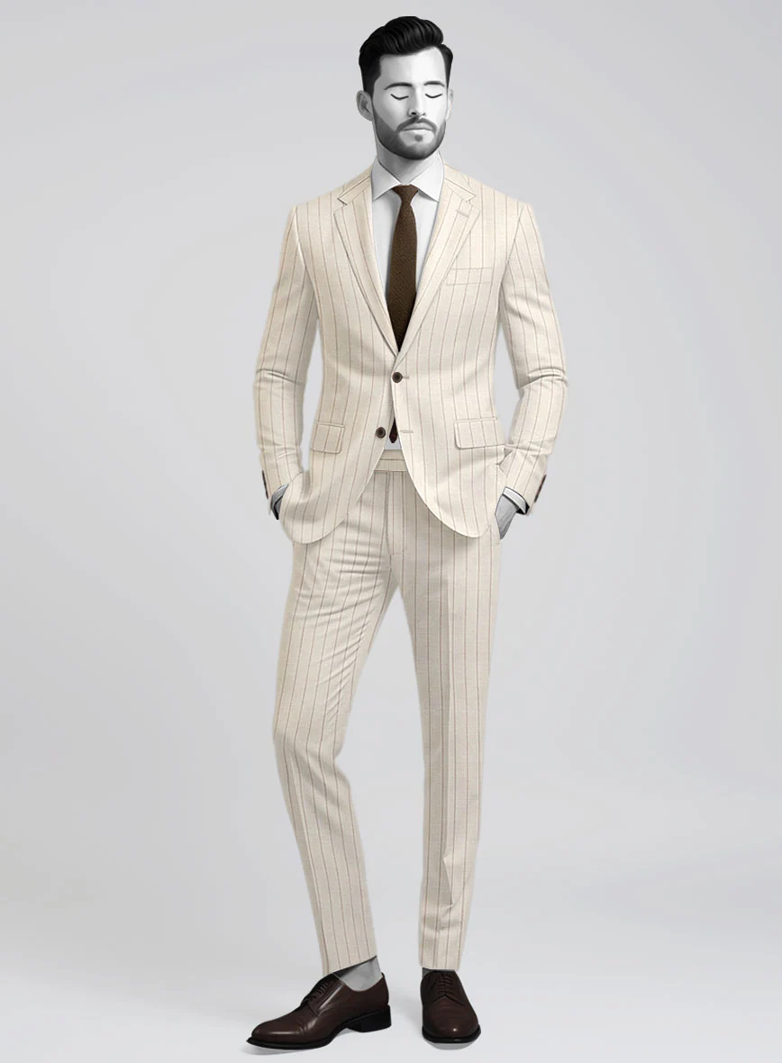 Napolean Artisan Band Beige Wool Suit