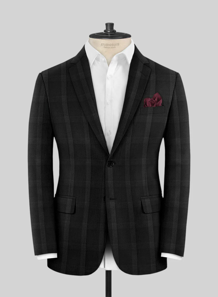 Napolean Artistic Black Check Wool Suit - Image 3