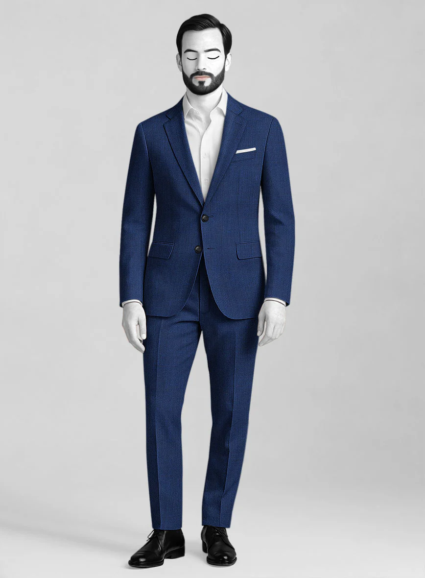 Napolean Arvett Basket Weave Blue Wool Suit