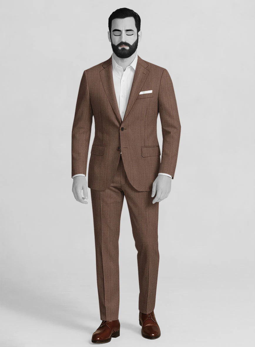 Napolean Arvett Basket Weave Brown Wool Suit