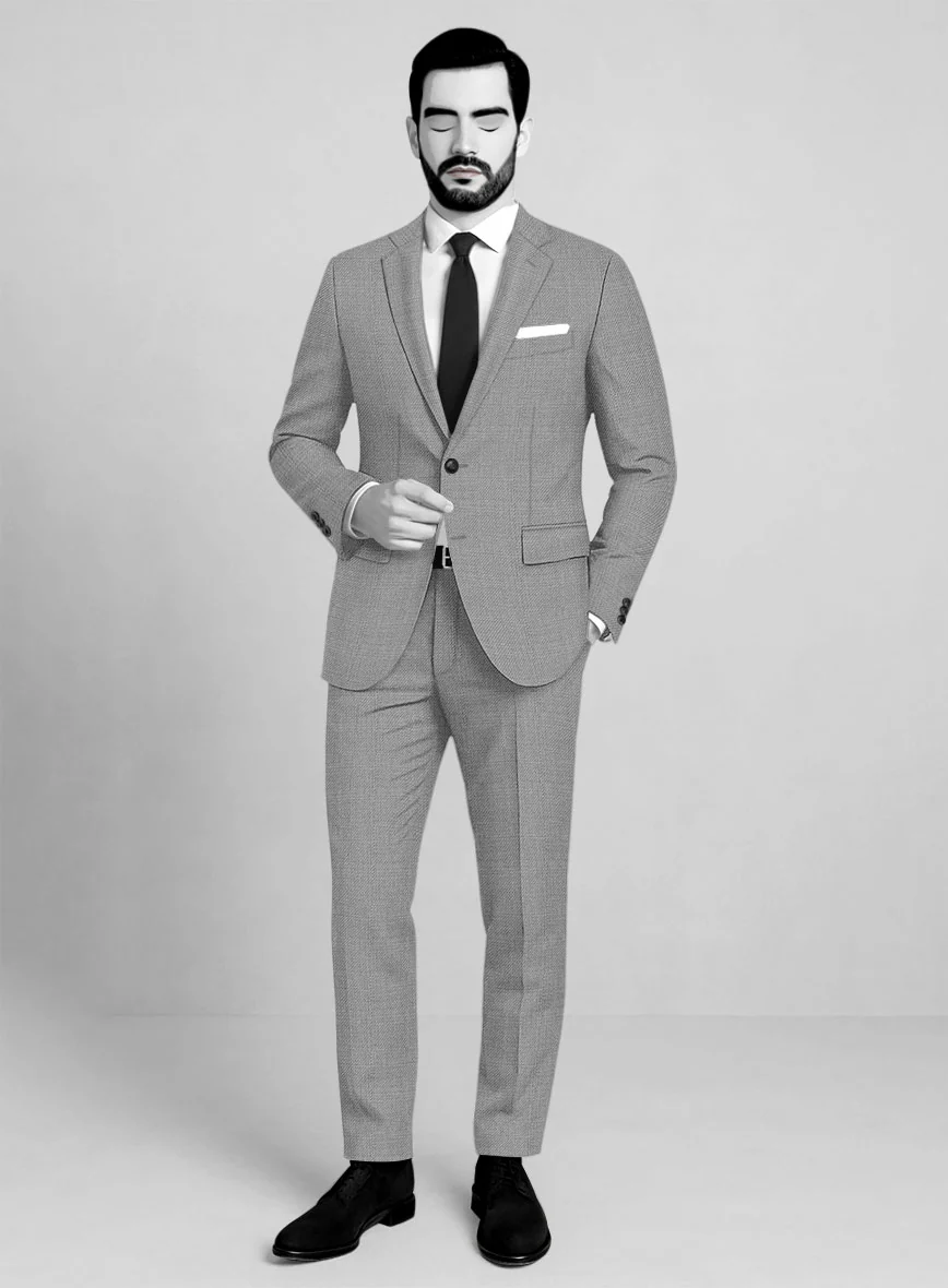 Napolean Arvett Basket Weave Gray Wool Suit