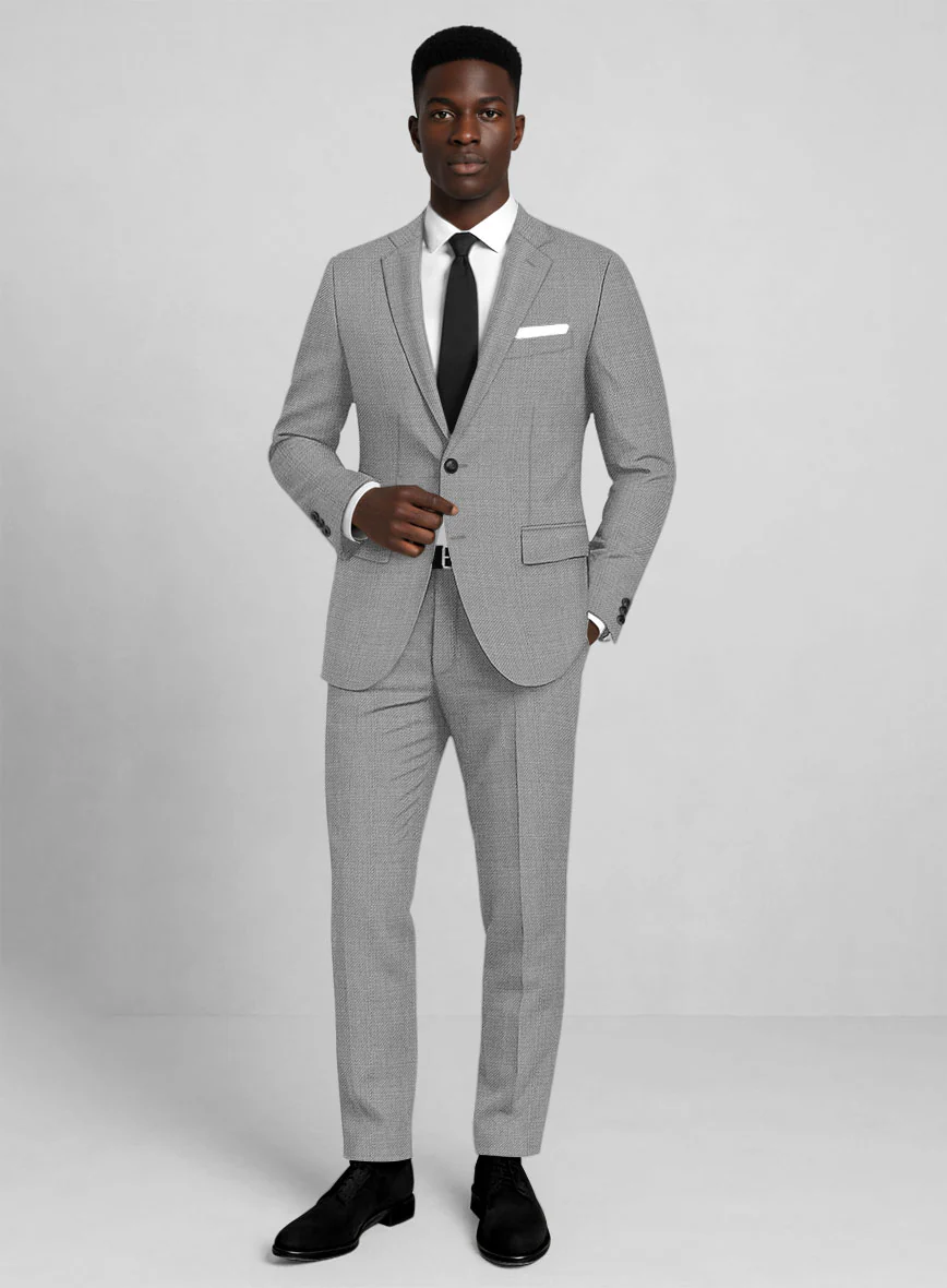 Napolean Arvett Basket Weave Gray Wool Suit - Image 5