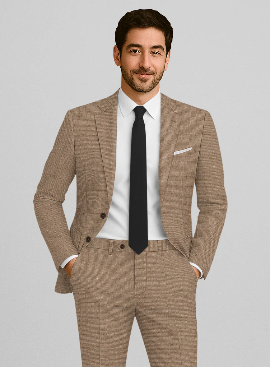Napolean Arvett Basket Weave Light Brown Wool Suit - Image 3