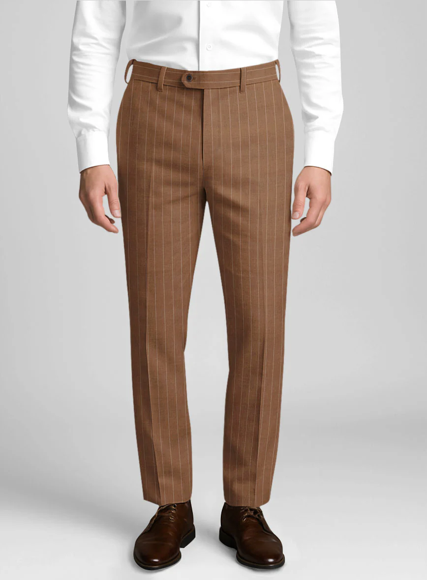 Napolean Avrino Stripe Brown Wool Suit - Image 5