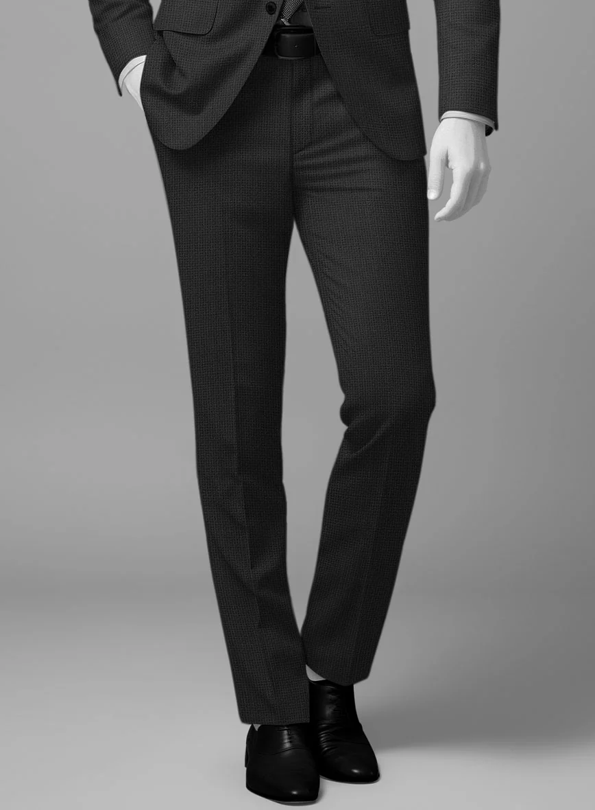 Napolean Basket Weave Black Wool Pants - Image 2